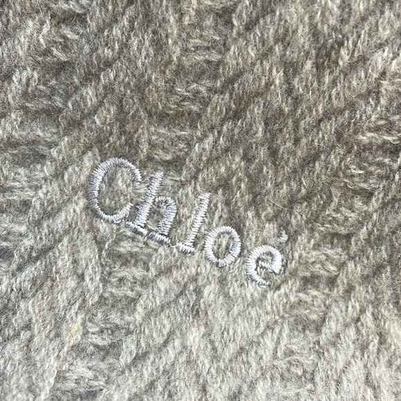 Authentic CHLOE tan knit fringe scarf with COA 18x60” - Picture 2 of 7